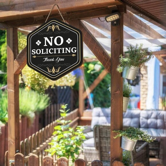 No Soliciting Thank You Wood Sign to Hang- BRAND NEW - Picture 2 of 6